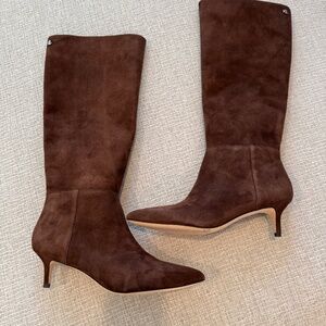 Lauren Ralph Lauren McKay Dark Hickory Suede Kitten Heel Tall Boots NWOB Size 8